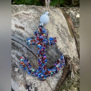 Nautical Holiday Anchor Christmas Ornament custom Handmade